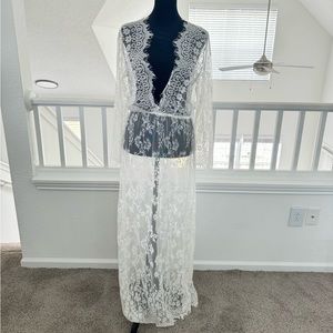 Floral lace maxi cover up, bridal or maternity dress